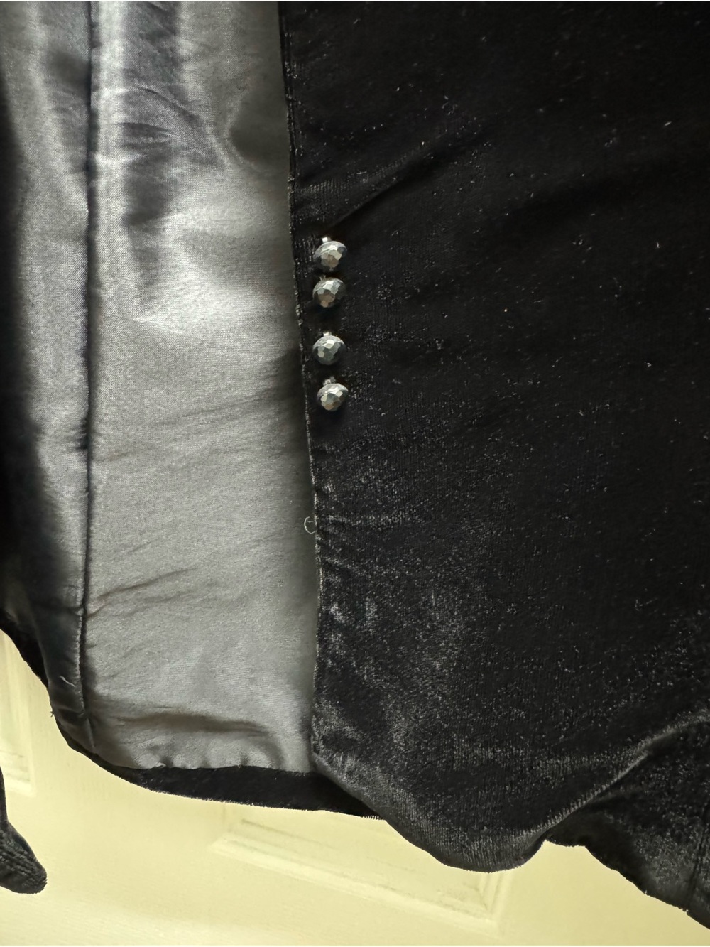 Velvet Black Blazer with Faceted Accent Buttons